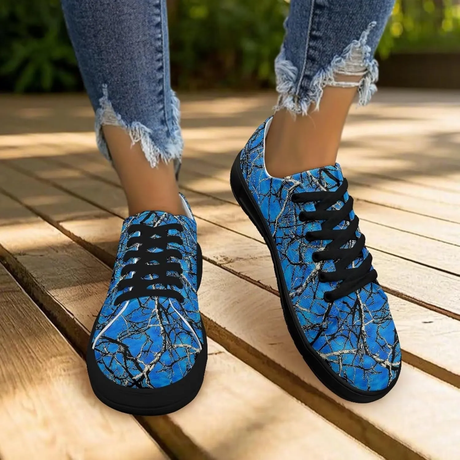 Women Classic Fashion Sneakers Lace Up Low Top Canvas Casual Sneakers Lightweight Breathable Comfort Wide Toe Shoes