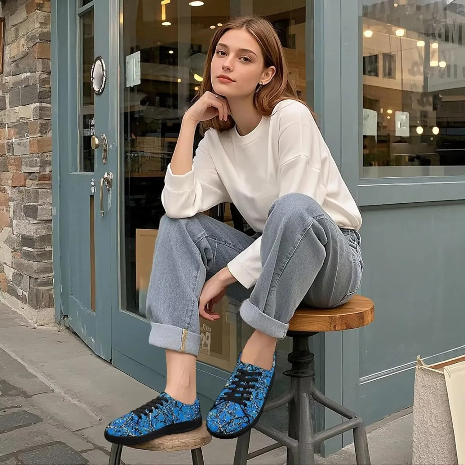 Women Classic Fashion Sneakers Lace Up Low Top Canvas Casual Sneakers Lightweight Breathable Comfort Wide Toe Shoes