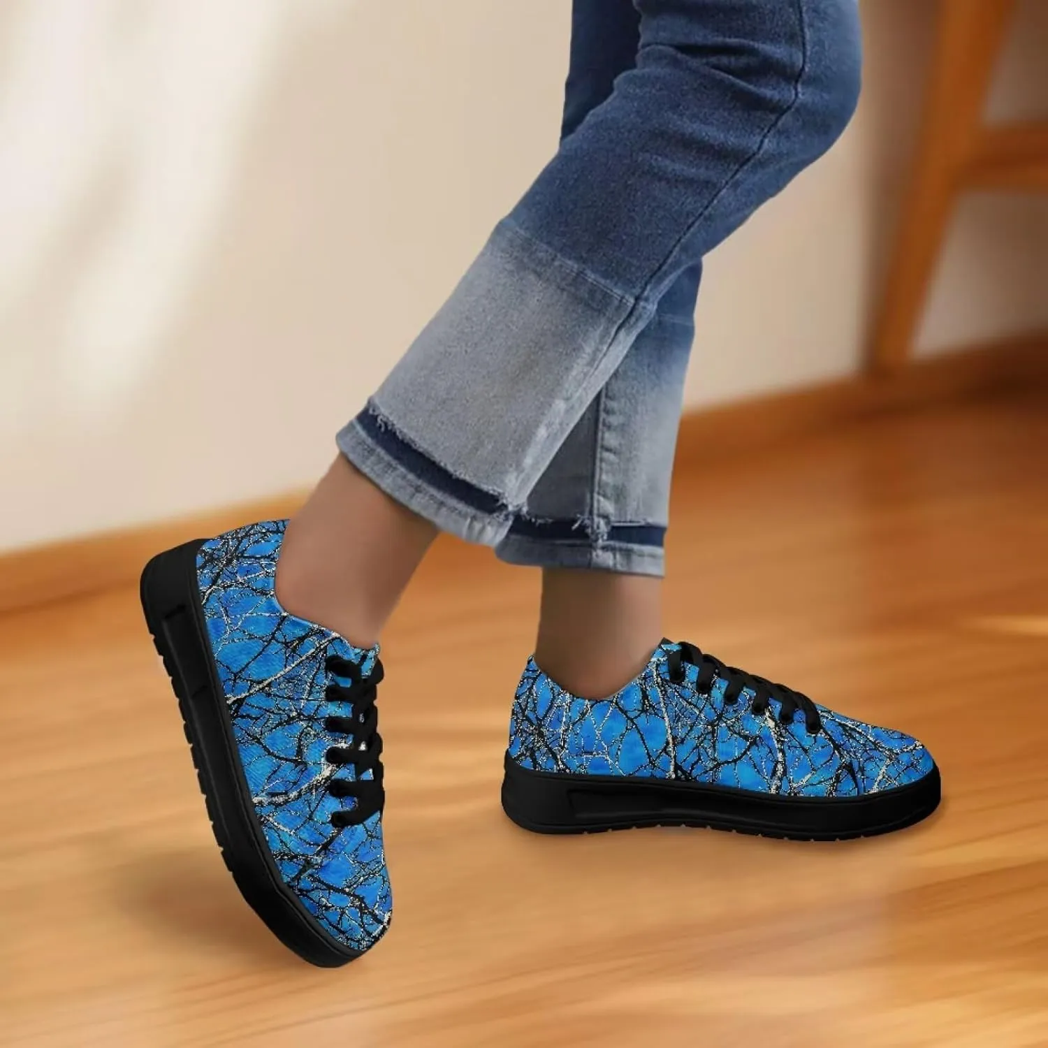 Women Classic Fashion Sneakers Lace Up Low Top Canvas Casual Sneakers Lightweight Breathable Comfort Wide Toe Shoes