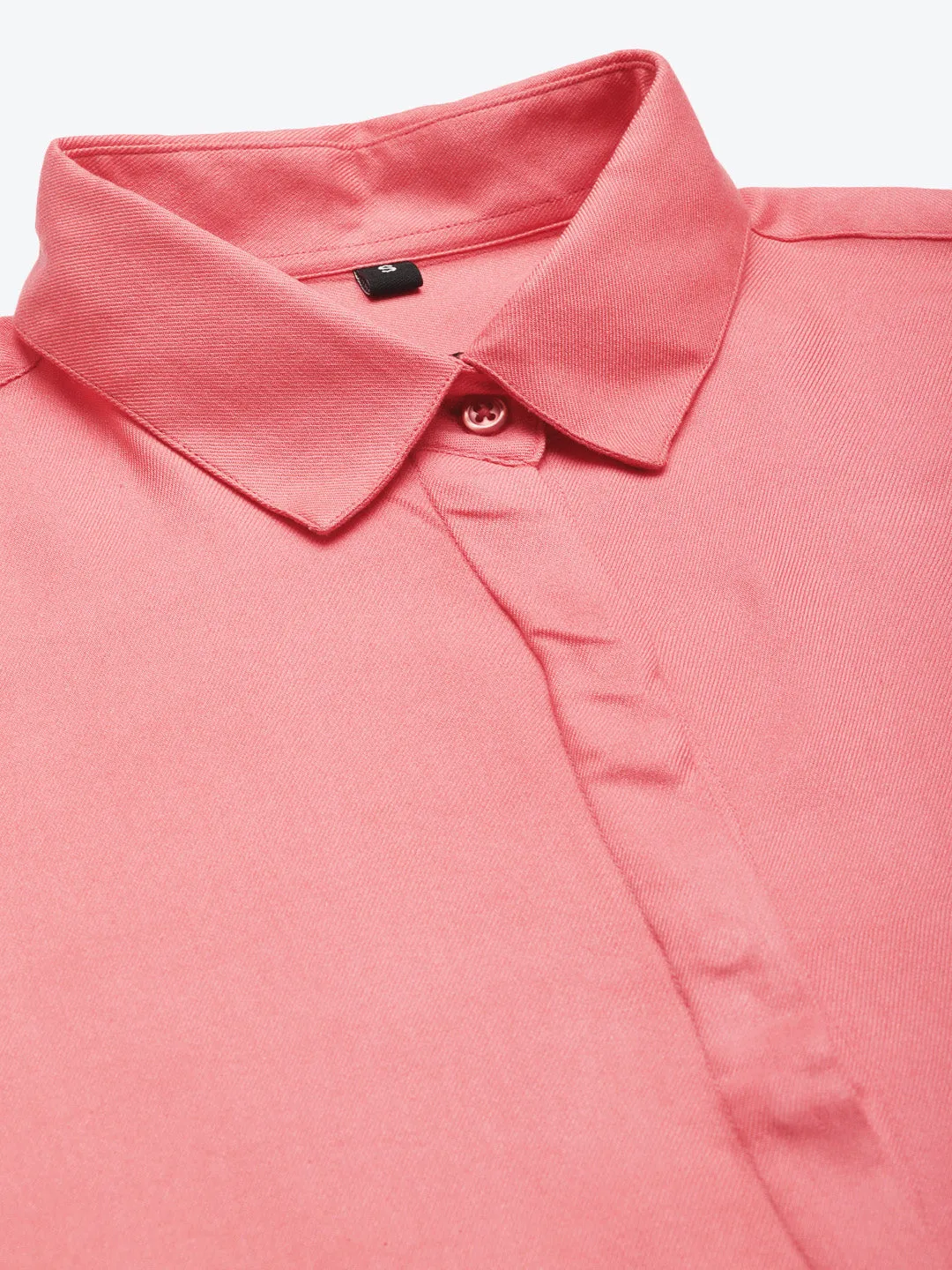 Women Coral Solid Viscose Rayon Regular Fit Formal Shirt