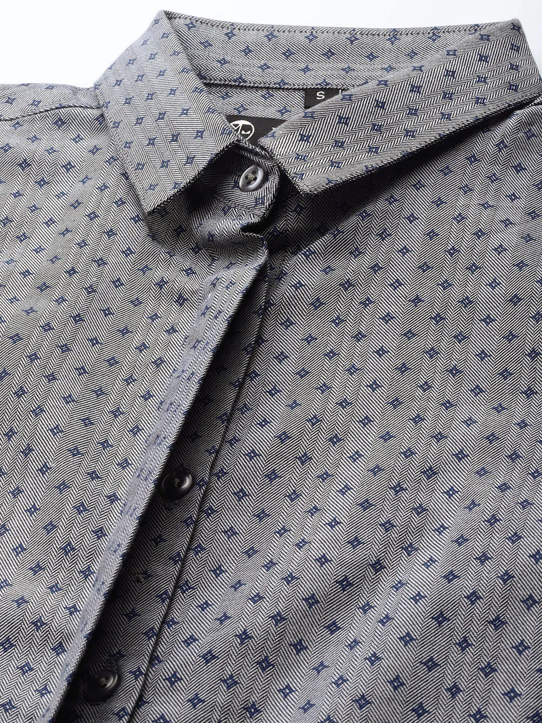 Women Grey Prints Pure Cotton Slim Fit Formal Shirt