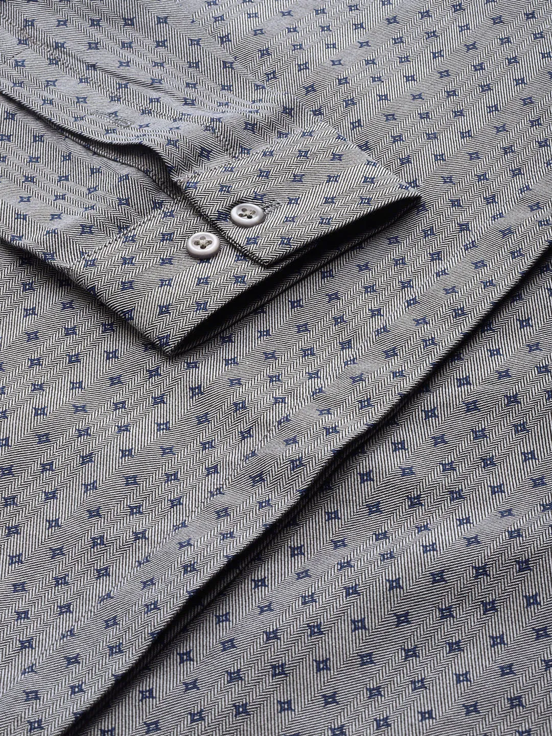 Women Grey Prints Pure Cotton Slim Fit Formal Shirt