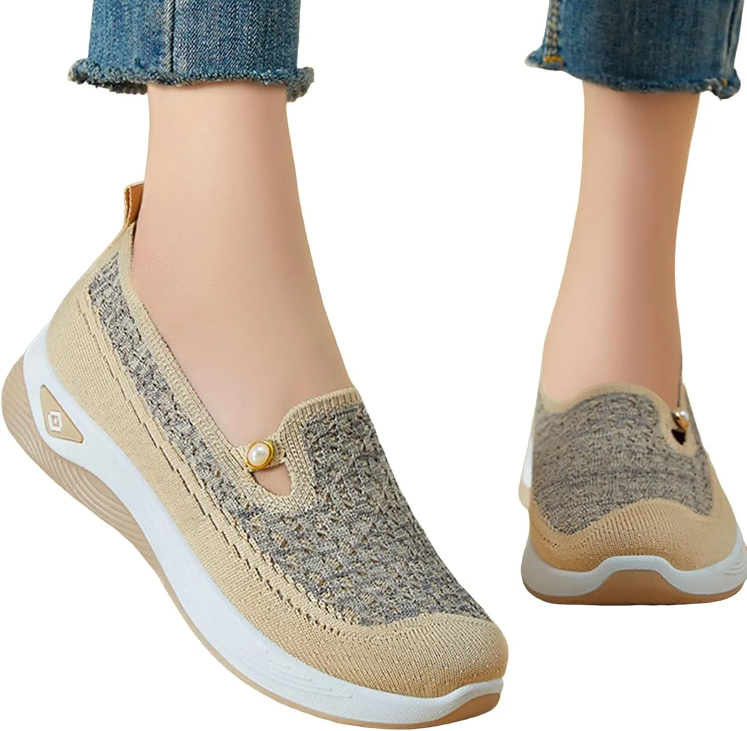 Women Orthopedic Shoes Breathable Soft Mesh Go Walking Shoes Lightweight Slip on Memory Foam Athletic Tennis Sneakers