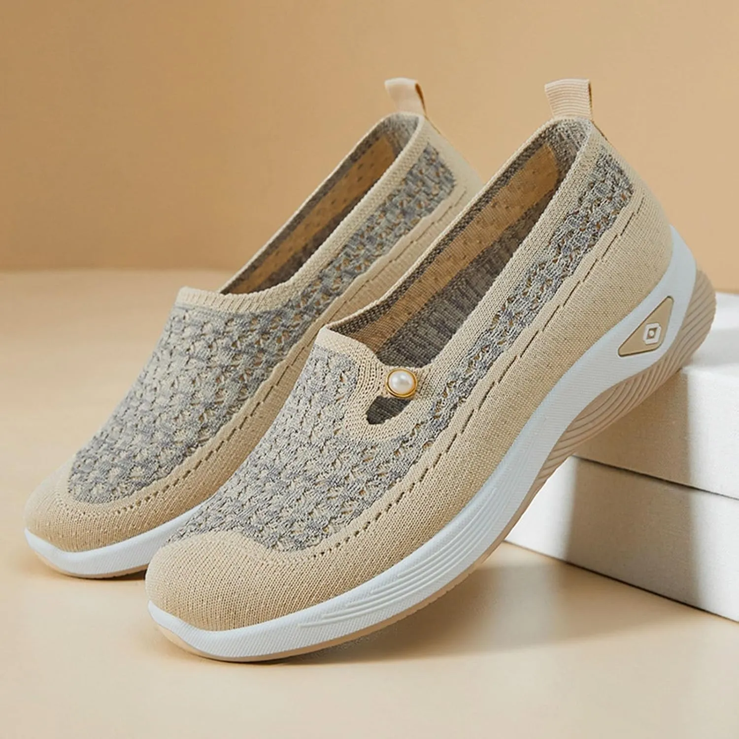 Women Orthopedic Shoes Breathable Soft Mesh Go Walking Shoes Lightweight Slip on Memory Foam Athletic Tennis Sneakers