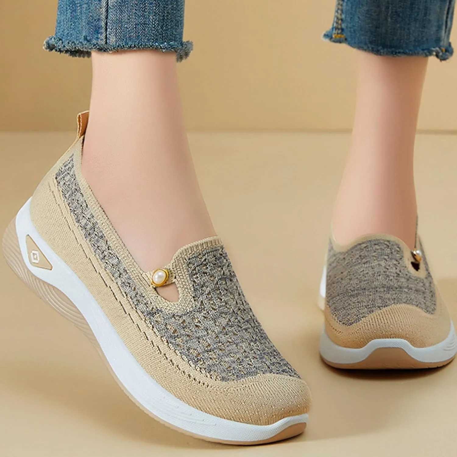 Women Orthopedic Shoes Breathable Soft Mesh Go Walking Shoes Lightweight Slip on Memory Foam Athletic Tennis Sneakers