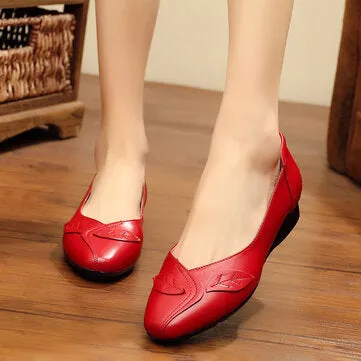 Women Shoes Leaf Comfortable Causal Slip On Flats