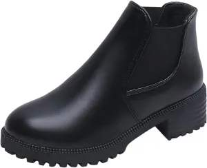 Women's Ankle Boots & Booties Black Dress Booties for Women Womens Work Boots Black Boot Heels for Women Keep Warm Flat Bottom Slip on Pointed Toe Leather Casual