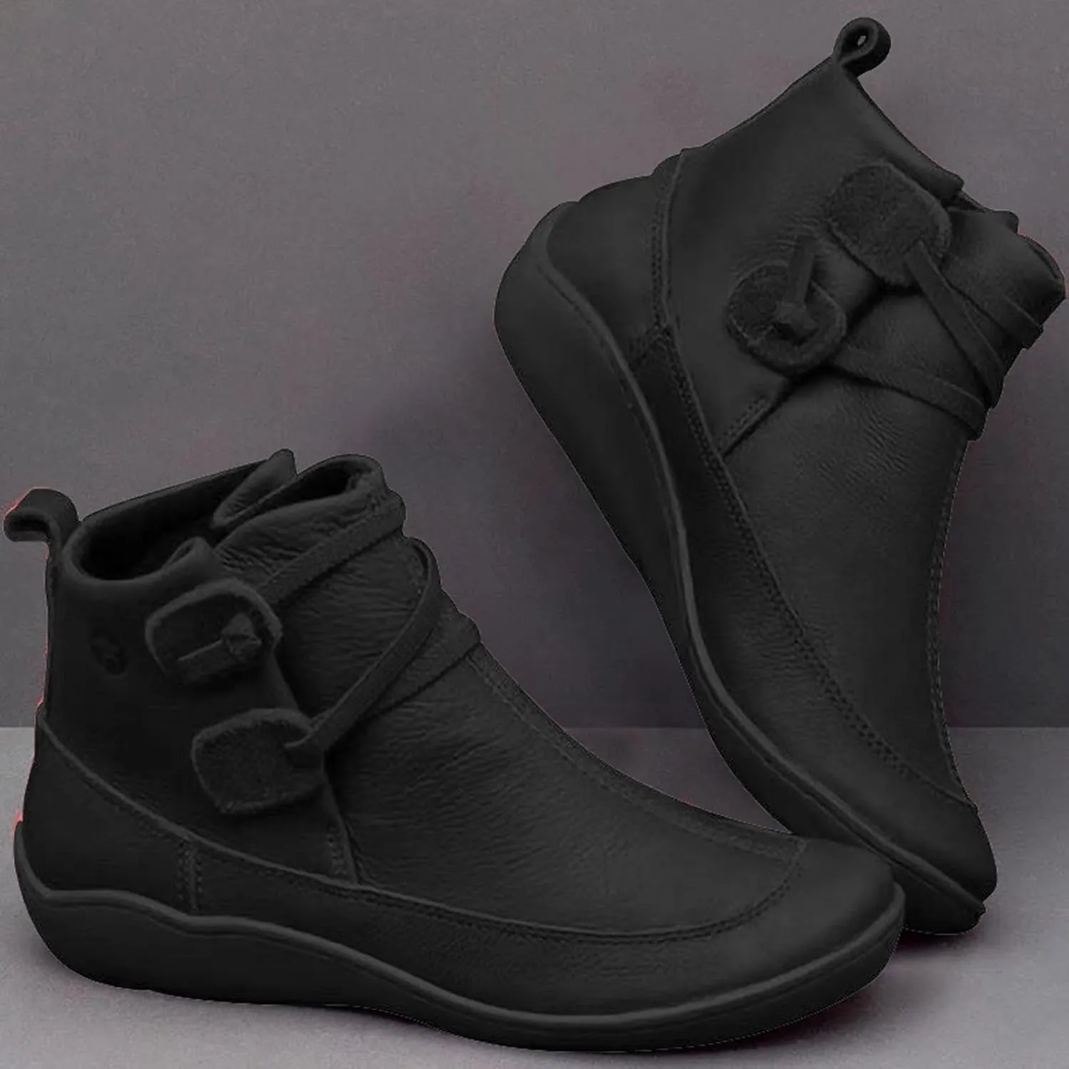 Women's Ankle Boots & Booties Slip On Booties for Women Steel Toe Boots for Women Barefoot Boot Solid Color Comfy Casual Cut Out Chunky Stacked Heel Slip on