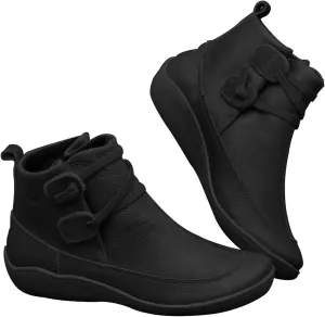 Women's Ankle Boots & Booties Slip On Booties for Women Steel Toe Boots for Women Barefoot Boot Solid Color Comfy Casual Cut Out Chunky Stacked Heel Slip on