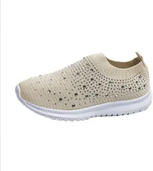 Women's Crystal Breathable Orthopedic Slip On Walking Shoes, Fashion Sneakers for Women, Orthopedic Shoes for Women