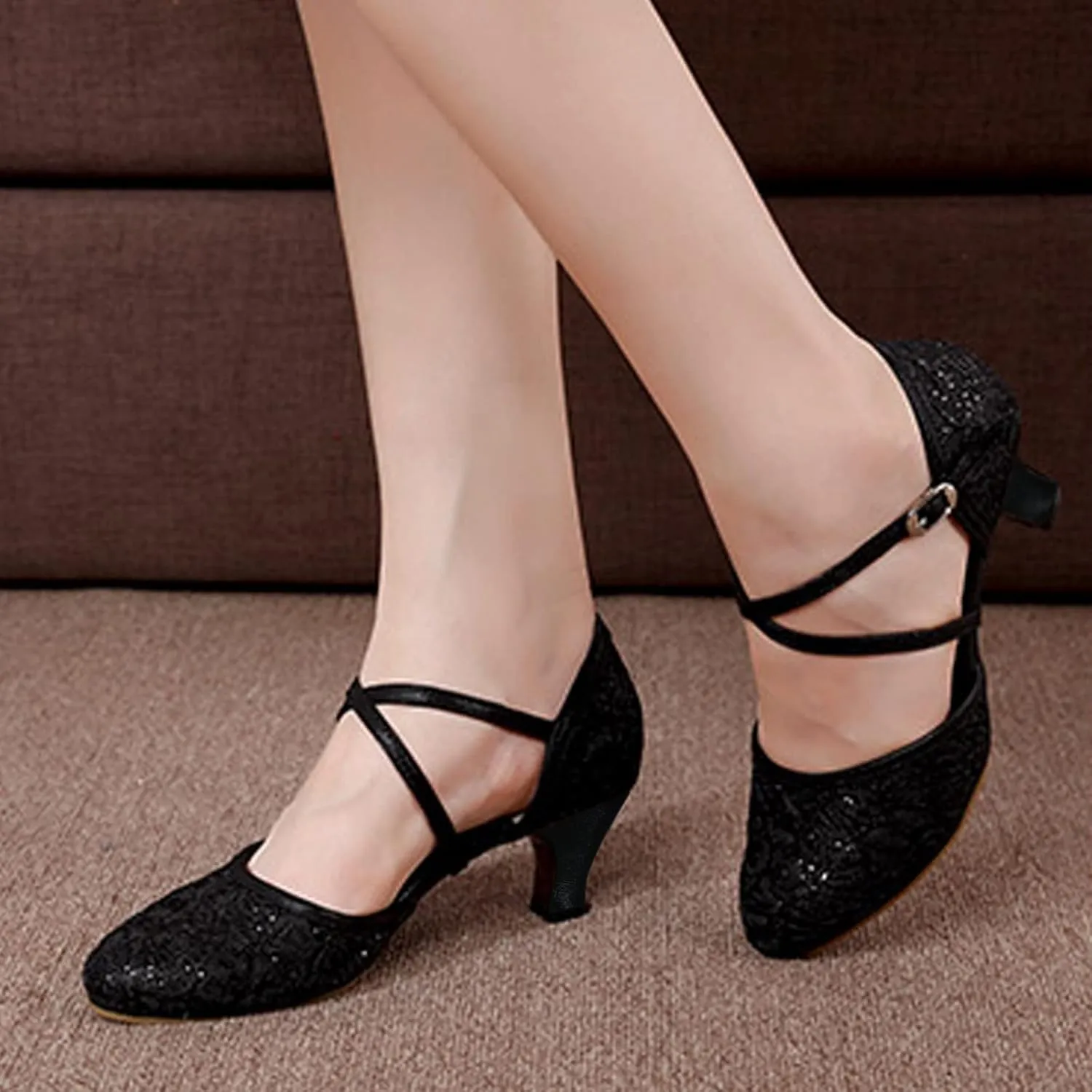 Women's Dance Sandals Color Fashion Sequins Prom Ballroom Latin Dance Shoes Sandals Sports Women Sandals