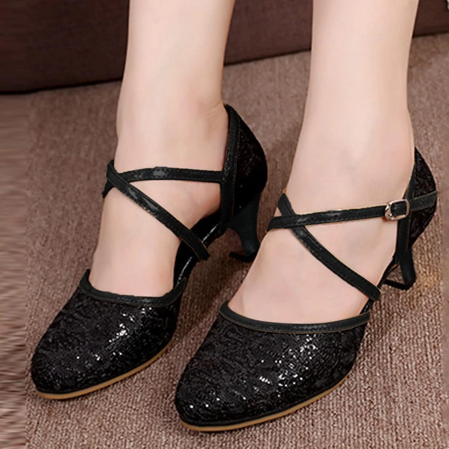 Women's Dance Sandals Color Fashion Sequins Prom Ballroom Latin Dance Shoes Sandals Sports Women Sandals