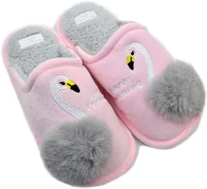 Women's swan Animal Embroidered Flamingos Memory Foam Warm Slippers Indoor Outdoor