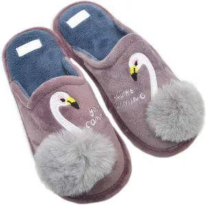 Women's swan Animal Embroidered Flamingos Memory Foam Warm Slippers Indoor Outdoor
