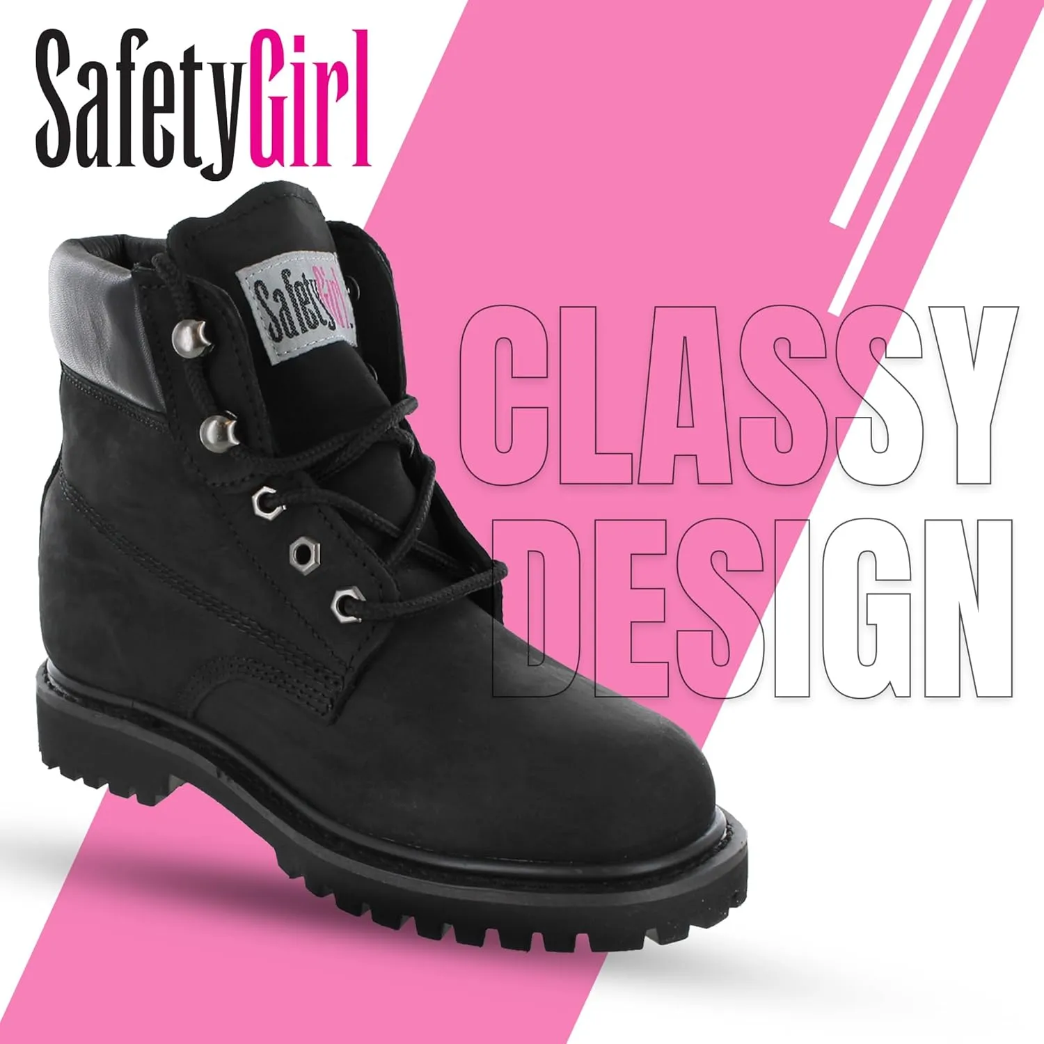 Womens Work Boots | Waterproof Leather Work Boots for Women | Oil & Slip-Resistant Soft Toe Boots for Women | Premium Nubuck Leather | Lightweight and Comfortable | Black Leather - 6W