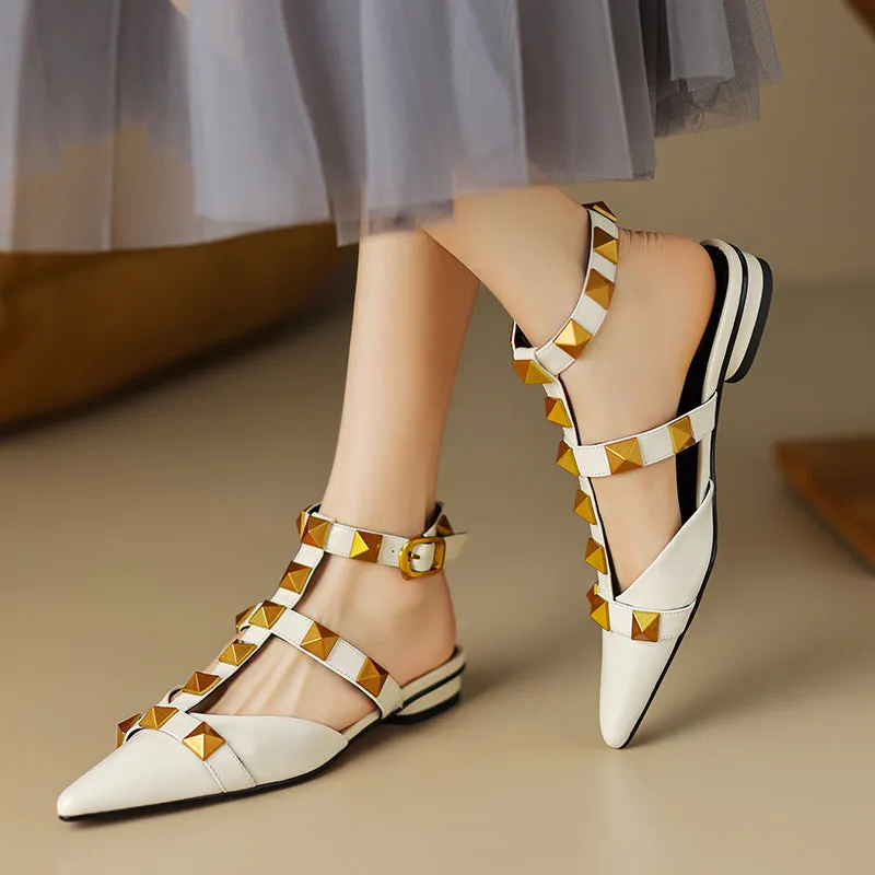 Zayah Ankle Strap Studded Flats