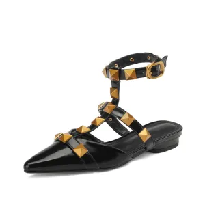 Zayah Ankle Strap Studded Flats