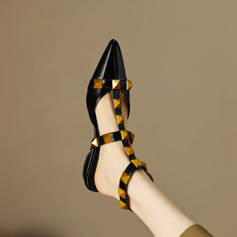 Zayah Ankle Strap Studded Flats