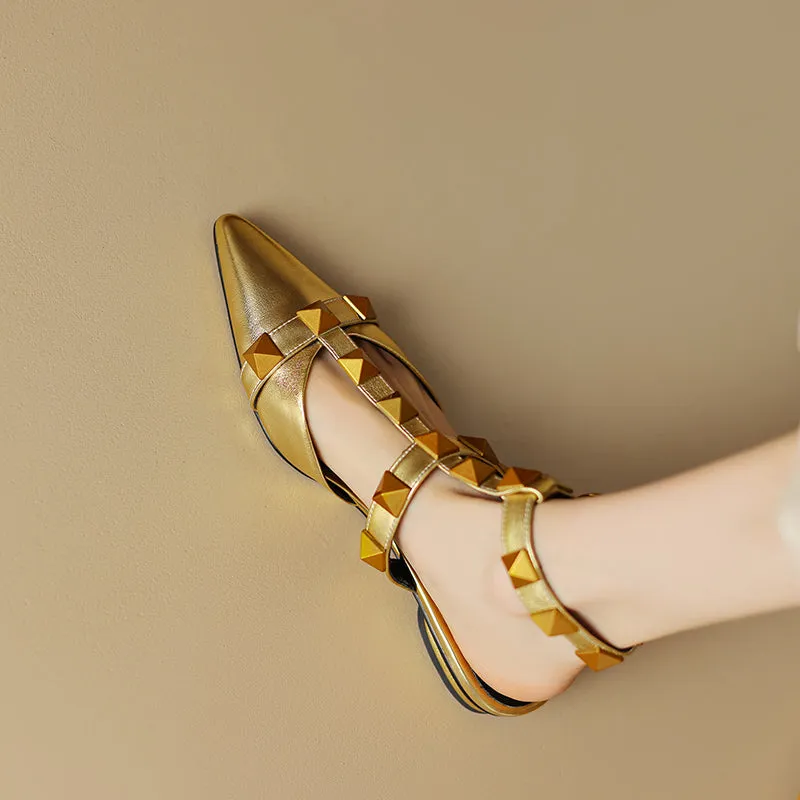 Zayah Ankle Strap Studded Flats