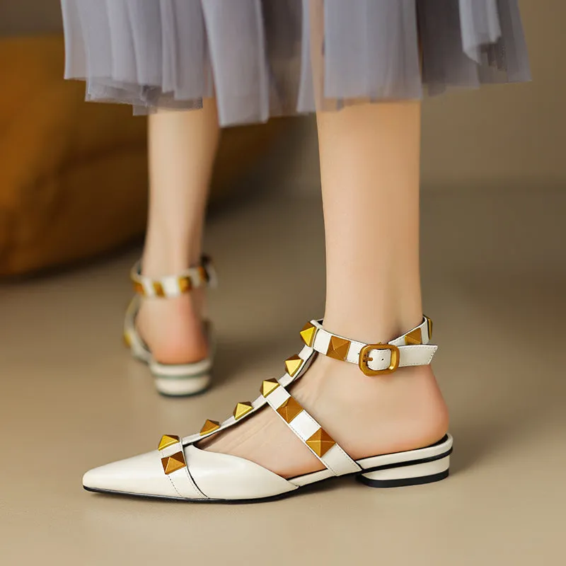 Zayah Ankle Strap Studded Flats